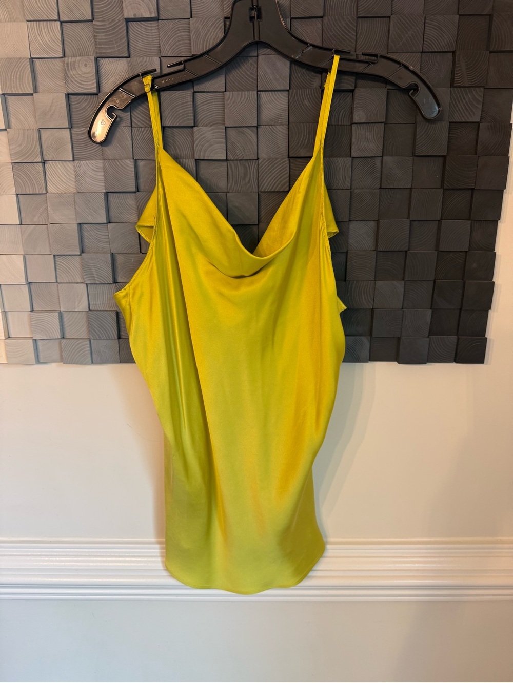 Natori Lime Yellow Satin Cowl Neck Camisole